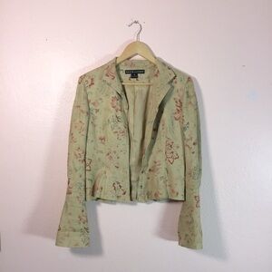 Vintage Ralph Lauren Linen Floral Roses Blazer Jacket